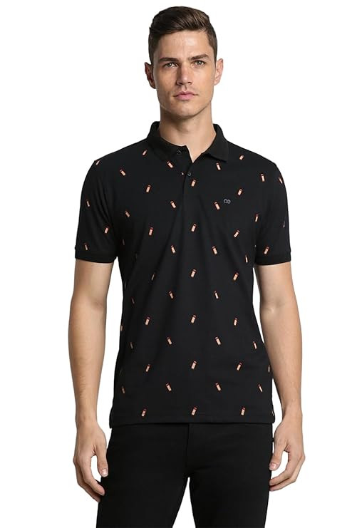 Peter England Men's Cotton Regular Fit Half Sleeve Printed Polo T-Shirt | Stretchable Lycra Comfort | Premium Single Jersey Fabric