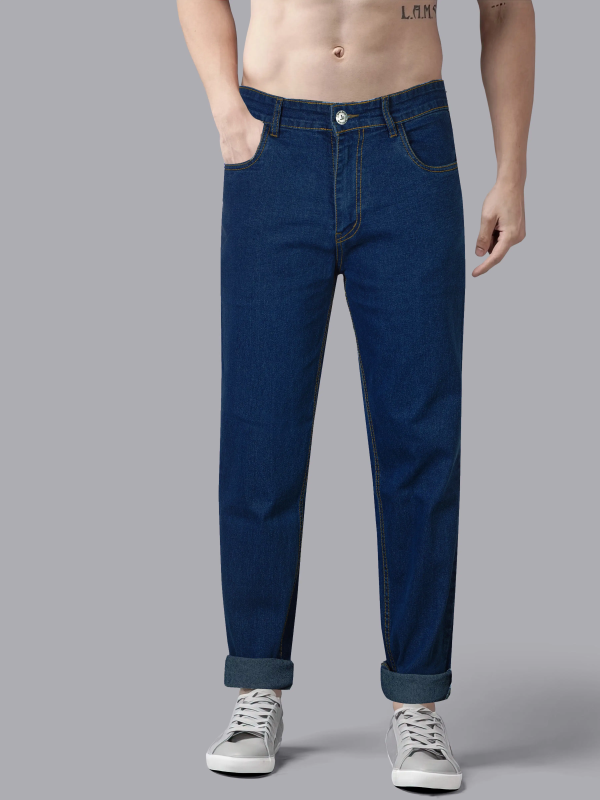 JUST BLACK Regular Fit Cuffed Hem Men's Jeans - Blue