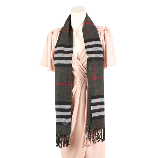 Burberry Charcoal Check Cashmere Scarf