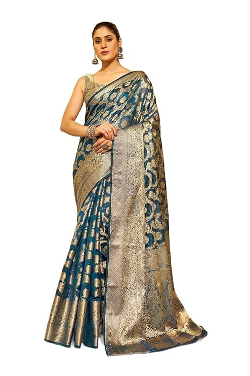 SWORNOF Women's Patola Silk Saree With Unstitched Boluse Piece (FIROZY1)