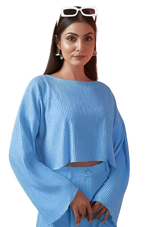 GRECIILOOKS Co-Ord Set for Women stylish | Textured Lycra Blend Casual Western Set | Dress For Woman | Trendy Two Piece Outfit for Casual, Party & Travel Outfits | Summer Co-Ord Set