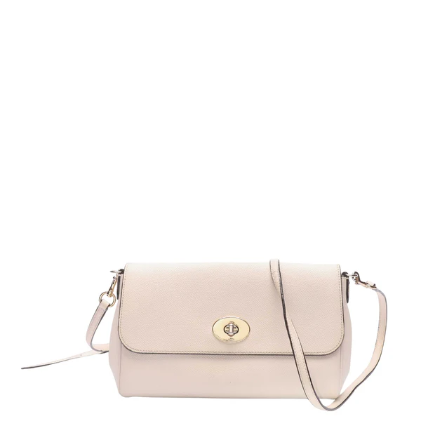 Coach Light Chalk Turnlock Chain Crossbody Bag