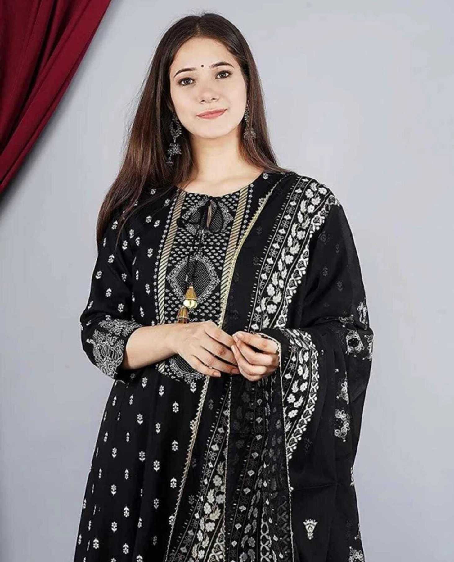 HEER SEER Women Viscose Rayon Kurta Pant Dupatta Set