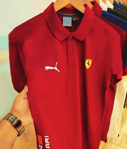 Puma Ferrari Premium Matty Cotton Collar T-Shirt for Men – Smart Look Tee.