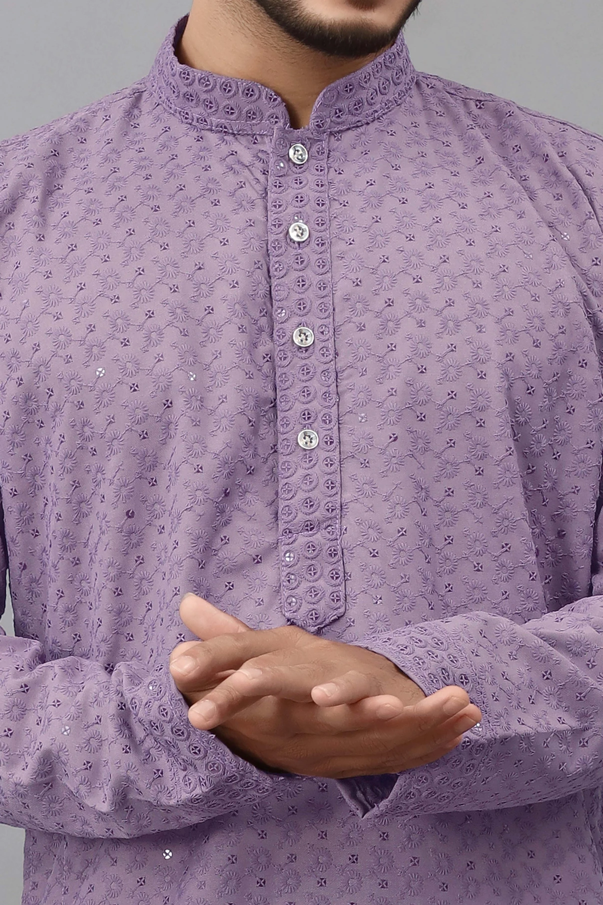 ALMORA Men Embroidered Cotton Rayon A-line Kurta (Multicolor)