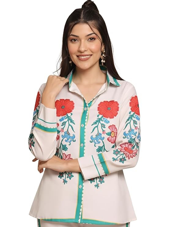 GRECIILOOKS Women's Rayon Co-ord Set Stylish | Placement Printed Kurti Set for Woman | Short Kurti for Women Latest | Dress | Perfect Festive & Party Set Outfits | Full Sleeve Pant Top
