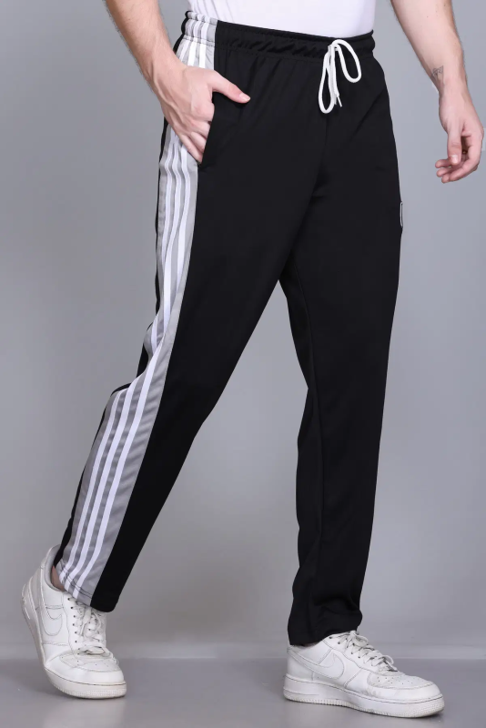 Black Polyester Men's Trackpants