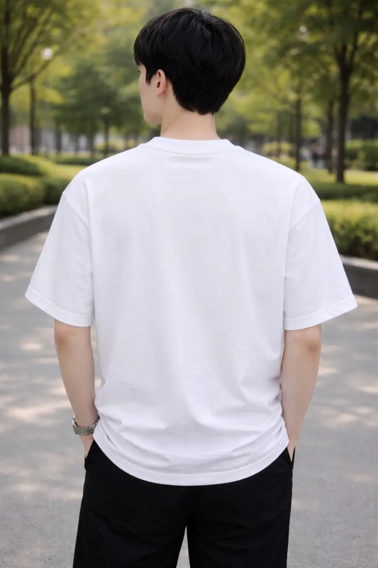 Men Cotton Blend Oversized Fit Printed T-Shirt ( White )