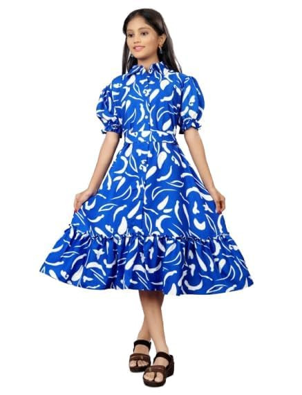 Girl Rayon Printed Maxi Length Dress Rayon Floral Design Maxi Short Dress Gown for Girls