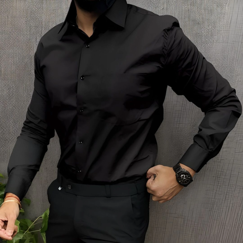 Shiv Men Regular Fit Solid Curved Collar Casual Shirt
