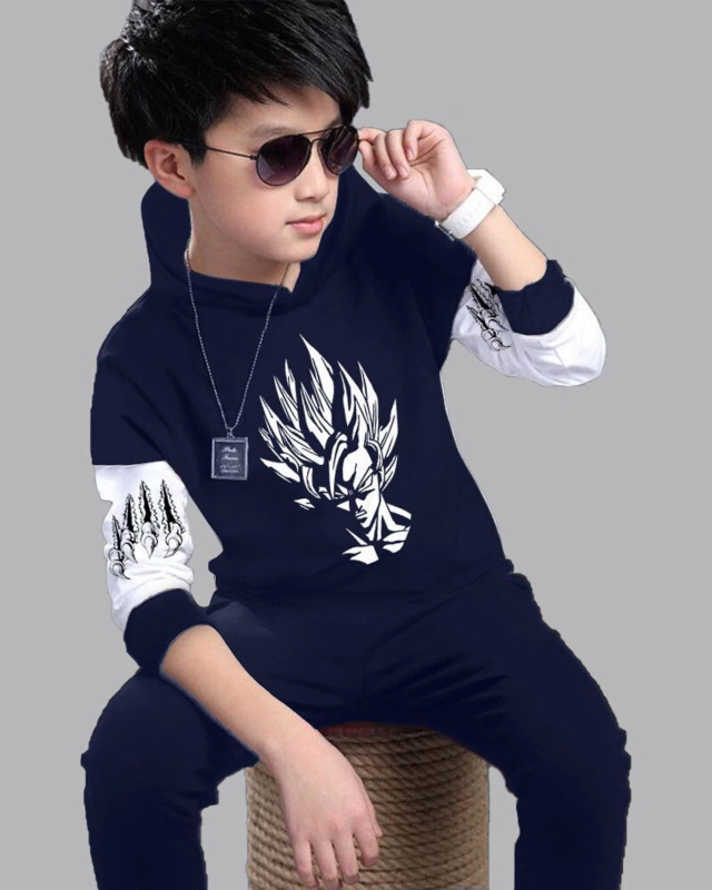 Boys Casual T-shirt Track Pants (80022-NAVY)