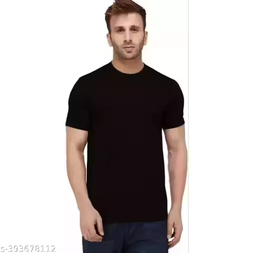 Black Basic Mans Basic Cotton Tshirt