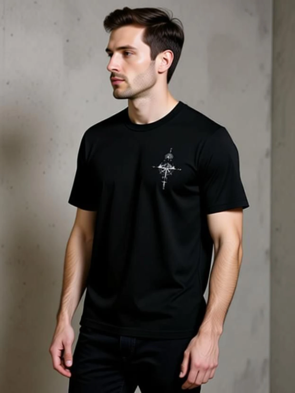 Men Graphic Print Round Neck Pure Cotton Black T-Shirt