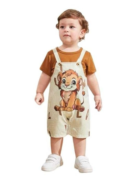INDHRANI CREATION Dungaree For Baby Boy and Baby Girl | Cotton Printed Kids Dress (Yellow)