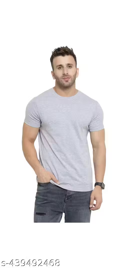 Grey MELANGE men's solid t-shirt