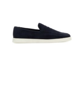 Navy Blue Suede Loafers