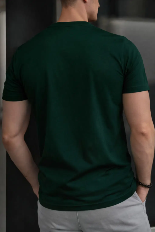 Men Cotton Blend Regular Fit Printed T-Shirt ( Green )