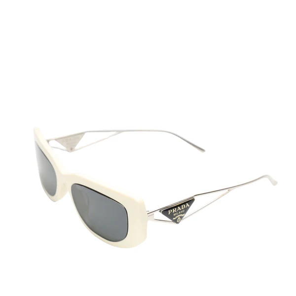 Prada White Logo Frame Rectangle Sunglasses
