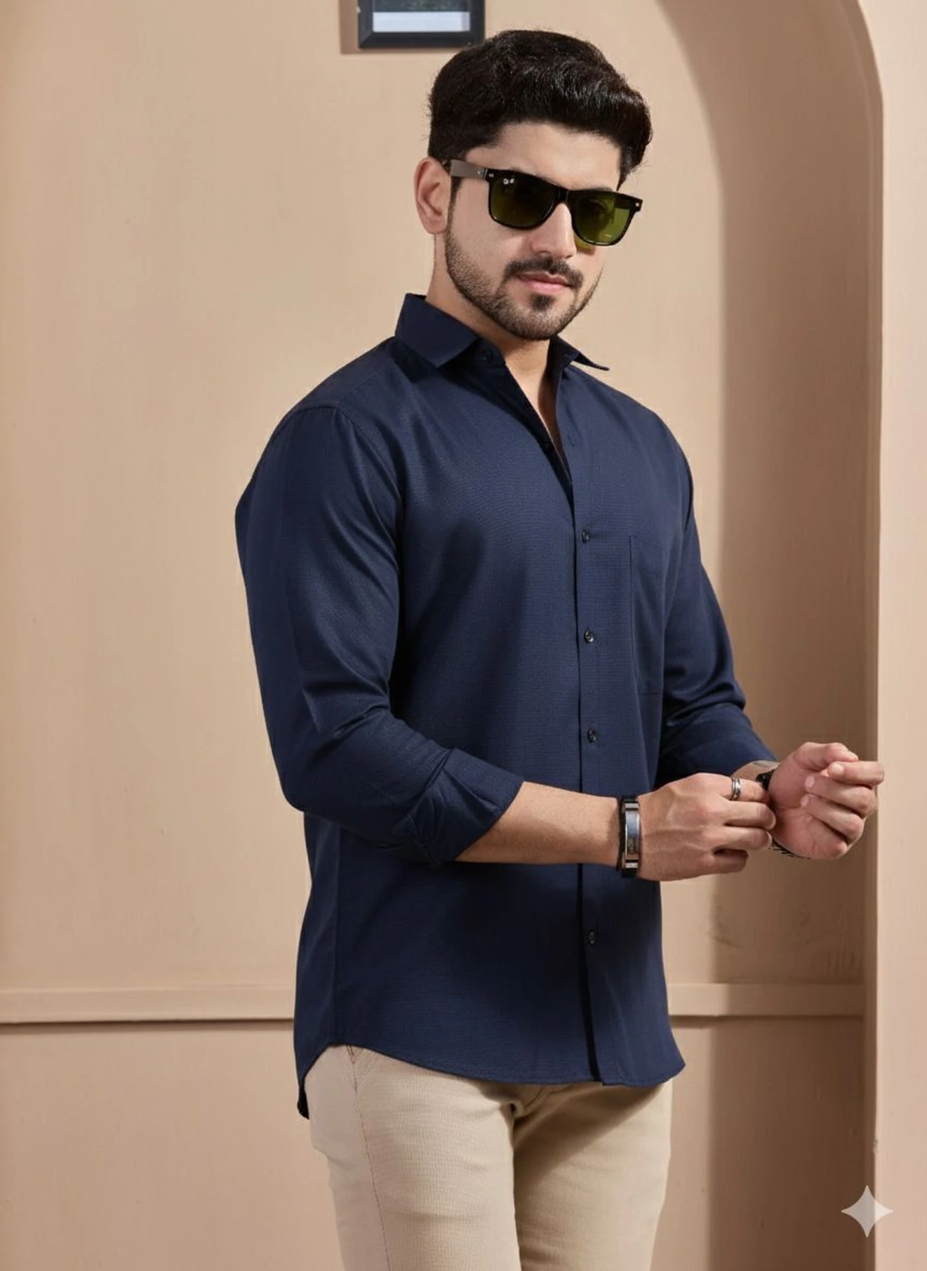 STONEBERG Men Slim Fit Solid Spread Collar Formal Shirt