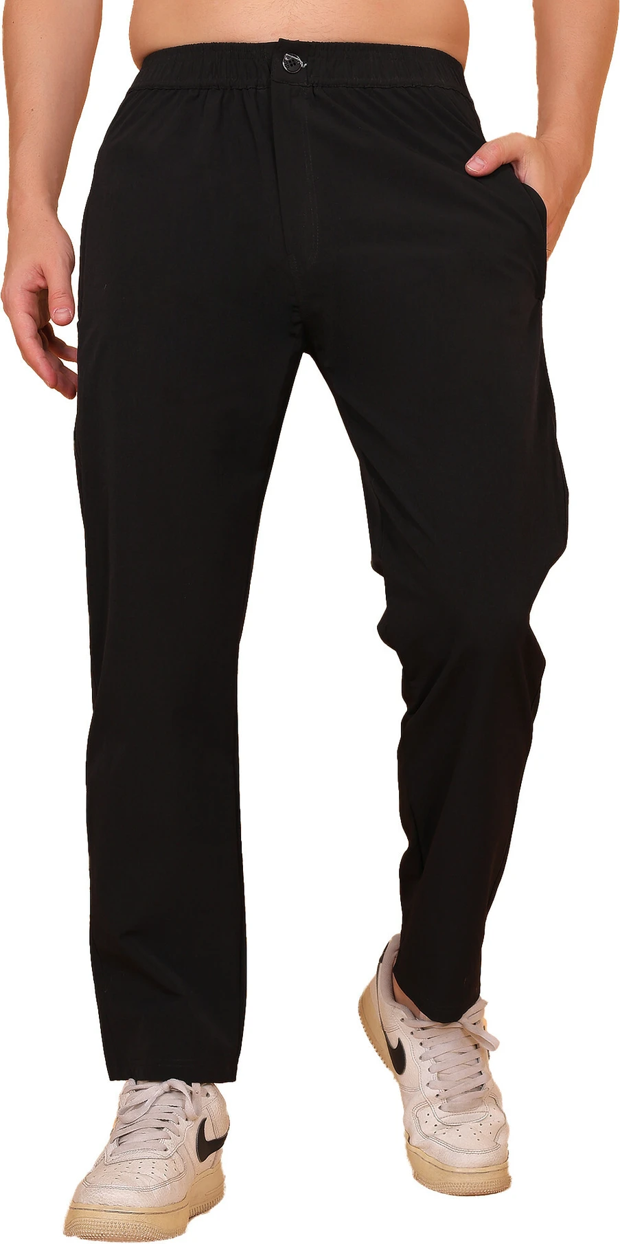 YGDEAL Men Solid Black Track Pants