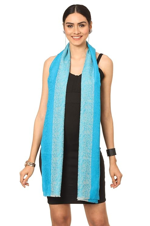 Pashtush Fine Wool Luxury Striped Design Scarf, Stole, Weaving Design