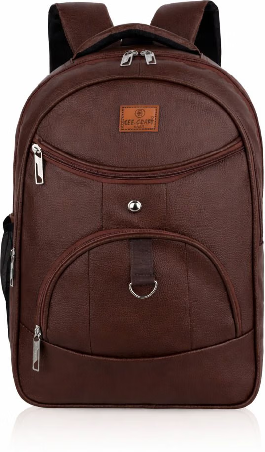 35 Ltrs Leather Backpack *For Men ( Brown )