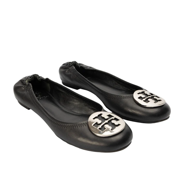 Tory Burch Black Minnie Logo Ballet Flats