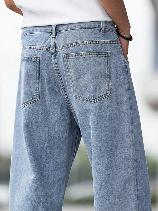 Loose Fit Mid Rise Light Blue Jeans