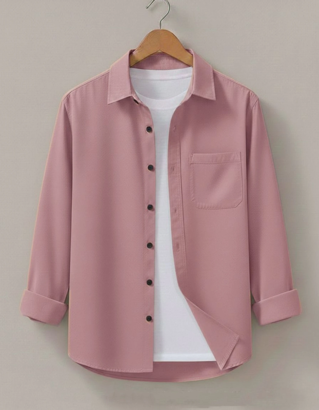 Men Regular Fit Solid Spread Collar Casual Shirt