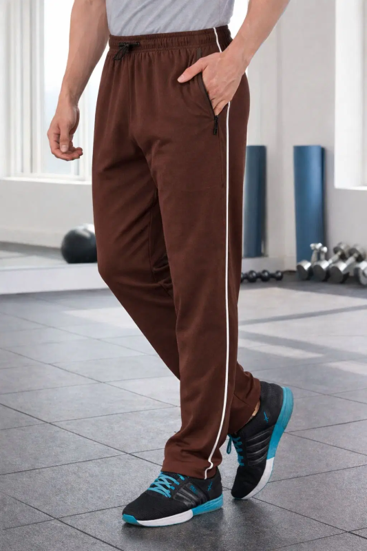 Brown Cotton Blend Men's Trackpants