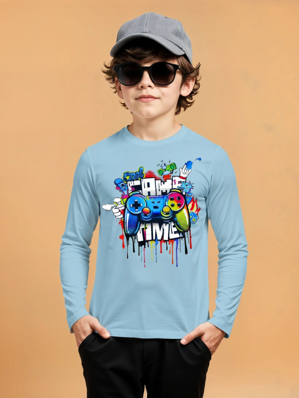 Boys Printed Pure Cotton Regular T Shirt (Light Green, Pack of 1)