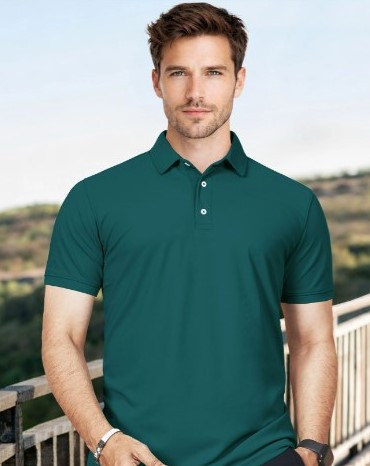 VeBNoR Men Solid Polo Neck Polyester Green T-Shirt