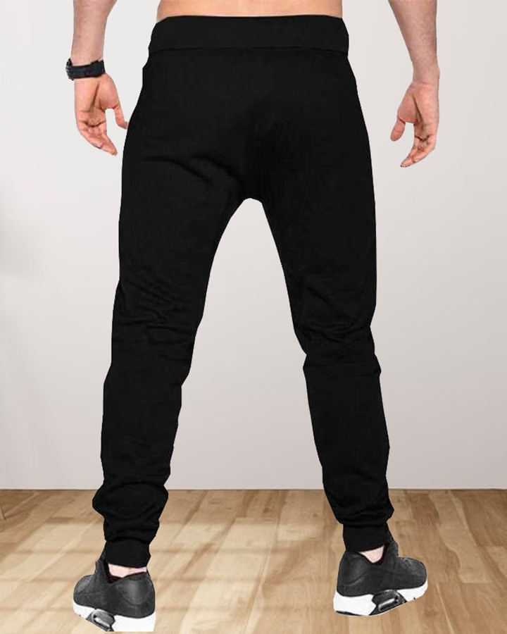 Town Black Cotton Men's Trackpants