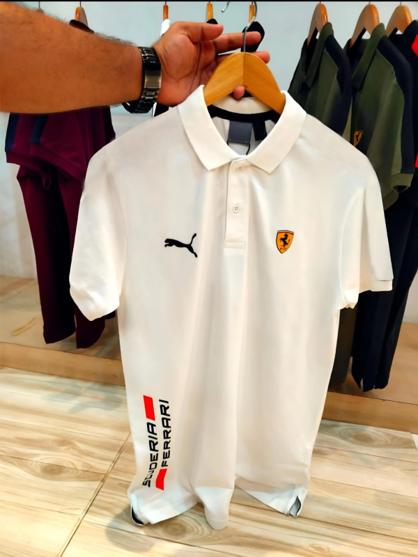 Puma Ferrari Premium Matty Cotton Collar T-Shirt for Men – Smart Look Tee.