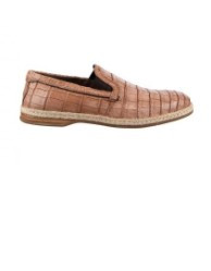 Beige Croc Print Loafers