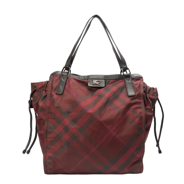 Burberry Burgundy Nova Check Nylon Tote