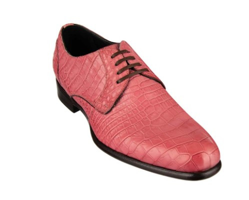 Pink Croc Print Lace Ups