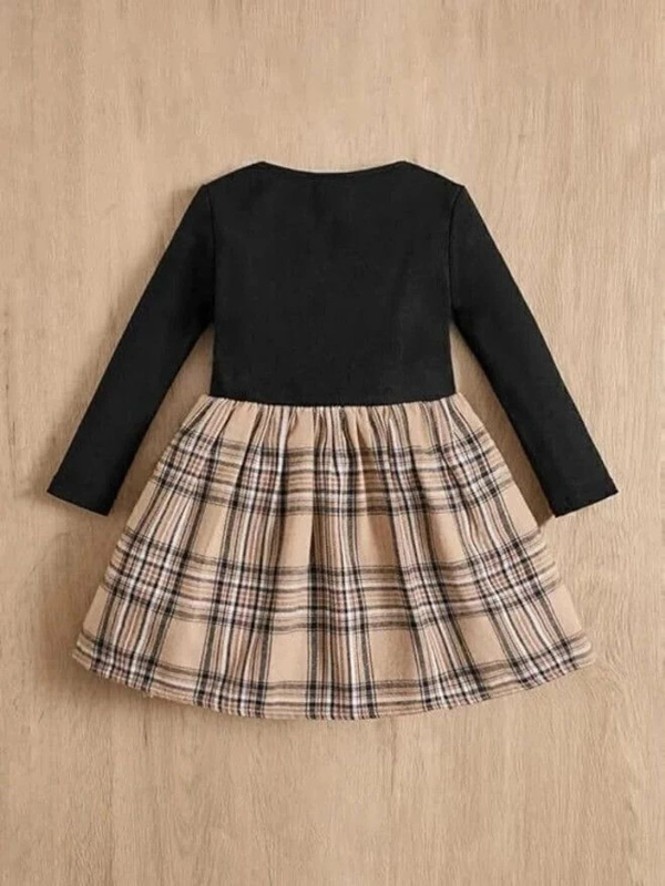 Girls Midi/Knee Length Party Dress (Black, Full Sleeve)