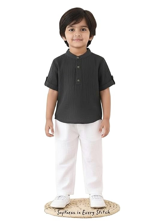 Stylish Boys Cotton Outfit Set Shirt with Pant Soft Casual Wear Dress for Kids