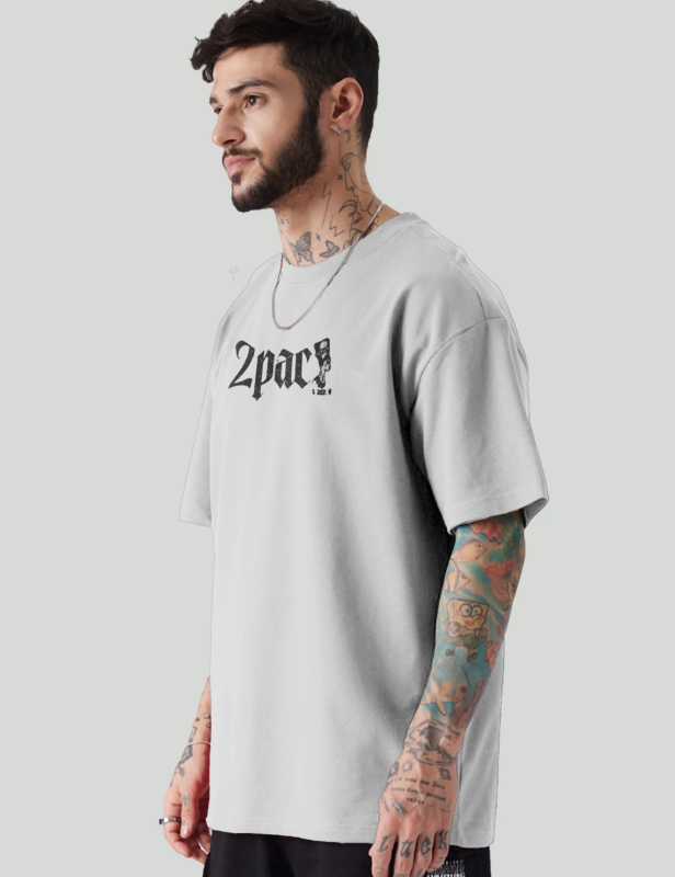 Men Graphic Print Round Neck Polyester Grey T-Shirt