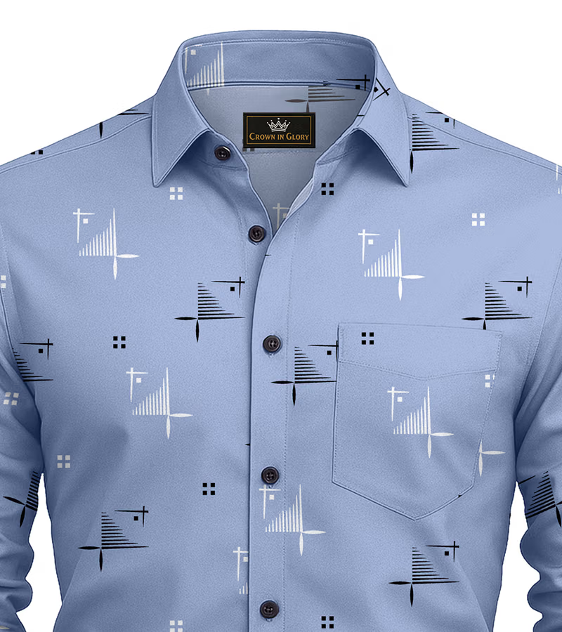 Cotton Blend Regular Fit Printed Full Sleeves Men's Casual Shirt - Blue ( Pack of 1 )