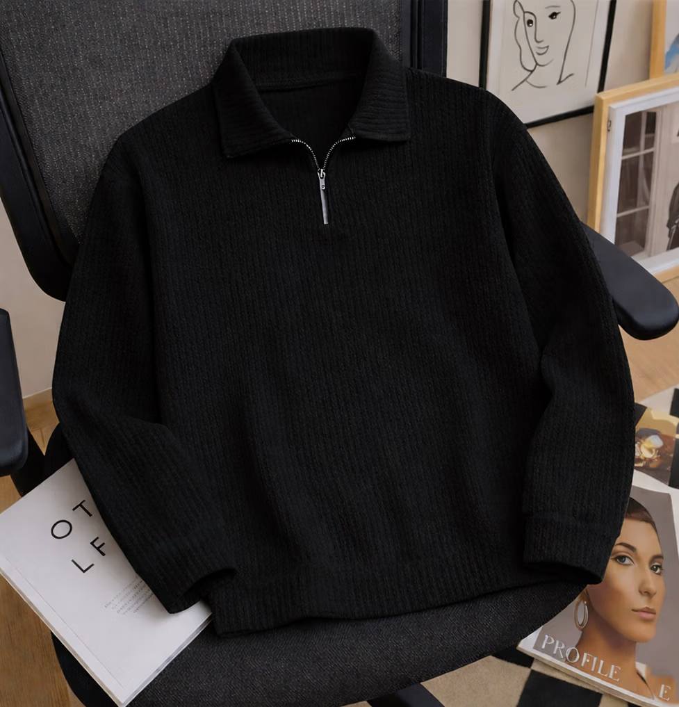 Men Cotton Blend Regular Fit Solid Polo T Shirt ( Black )