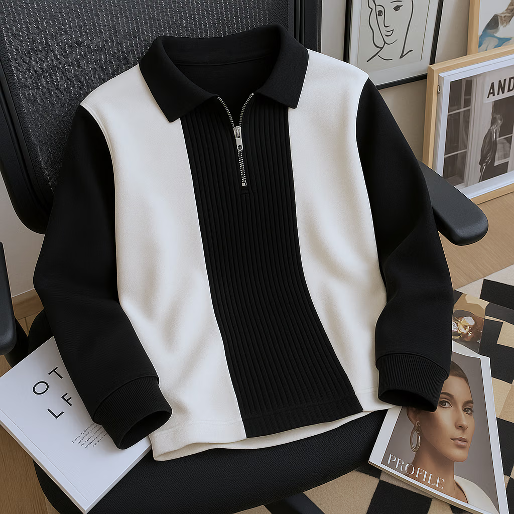 Men Cotton Blend Regular Fit Colorblock Polo T Shirt ( Black )