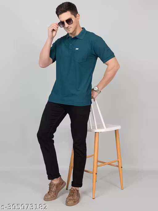 men polo t shirt| collar tshirt for men| men polo neck t shirt - Teal