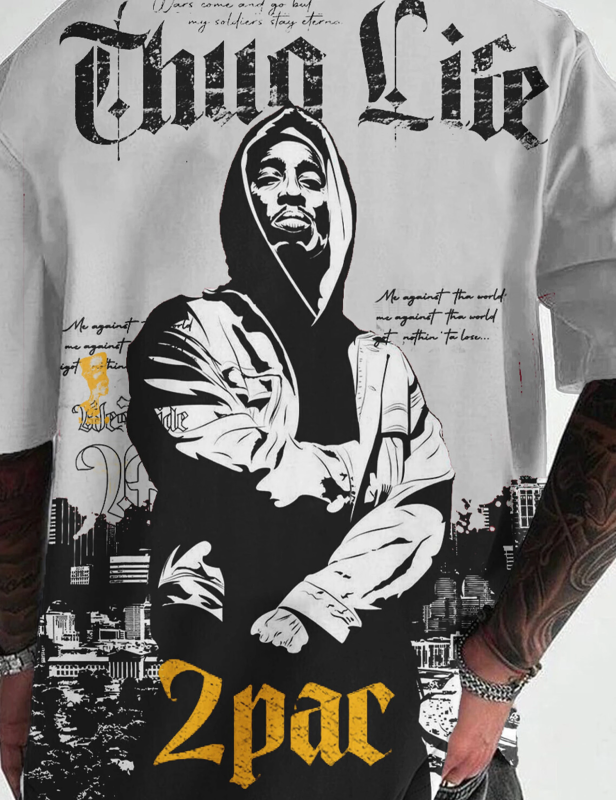 Men Graphic Print Round Neck Polyester Grey T-Shirt