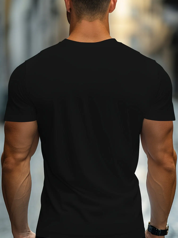 Men Polyester Regular Fit Printed T-Shirt ( Black )