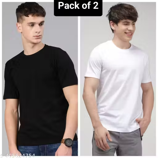 Black And White Combo Mans Cotton Blend Tshirt