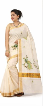 Kasavu Kerala Cotton Saree with Running Blouse