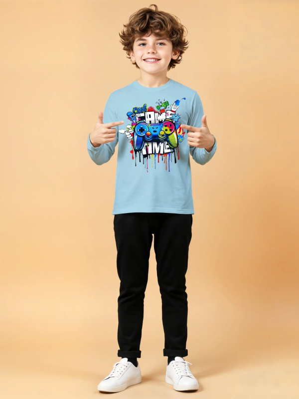 Boys Printed Pure Cotton Regular T Shirt (Light Green, Pack of 1)