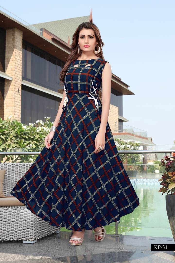 Trendy Multicoloured Rayon Anarkali Kurti